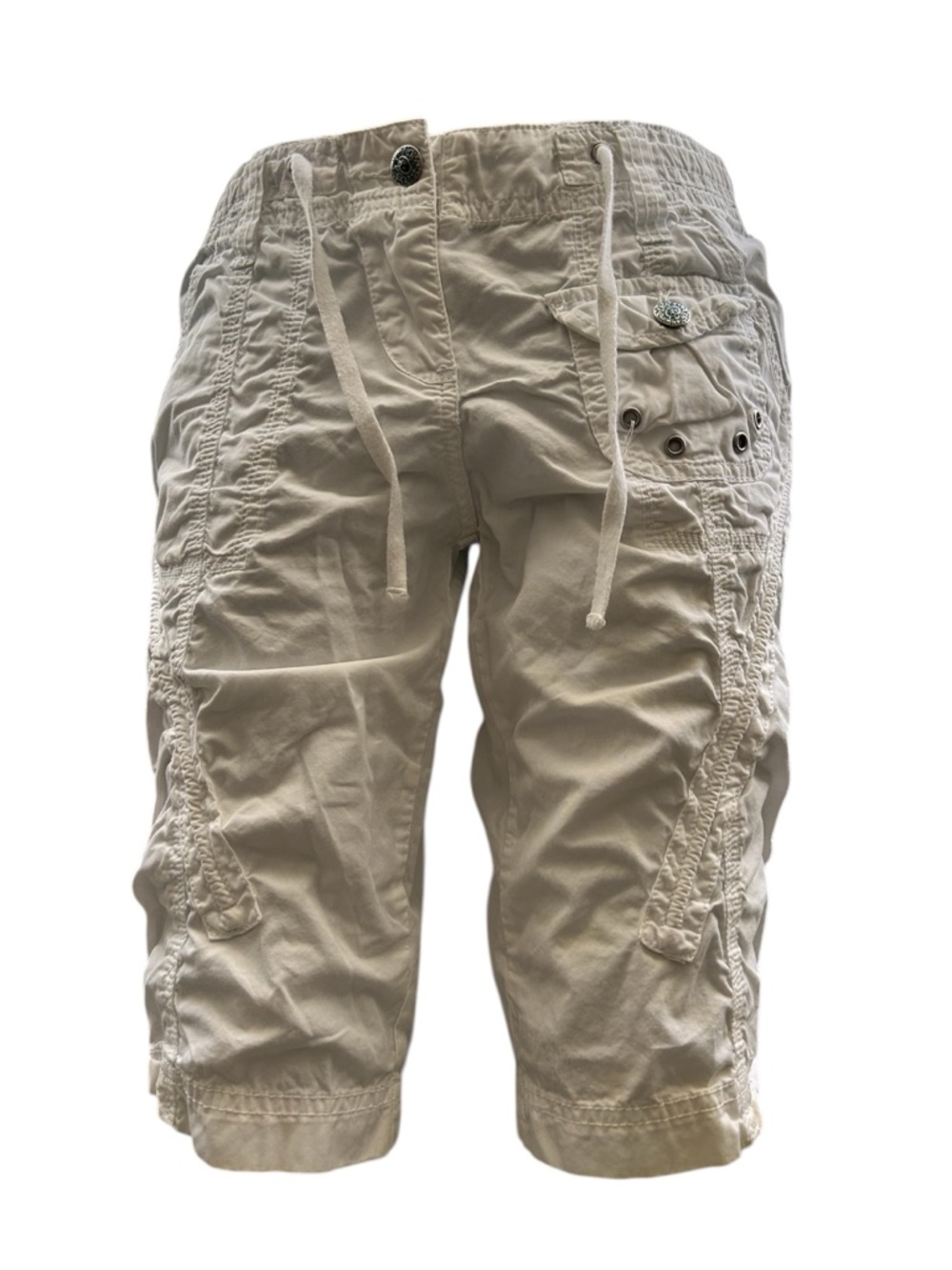 Sans Souci  woman white Bermuda cargo shorts resemble vintage 100% cotton size M